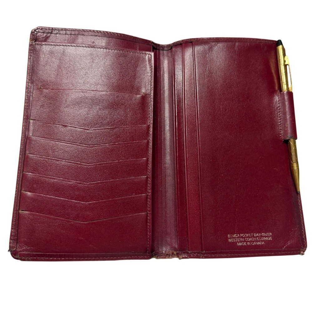 Vintage Day-Timer Senior Pocket Burgundy Cowhide Leather Wallet 88253 Canada